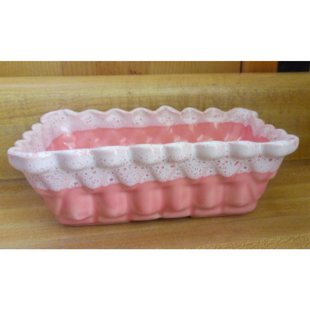 vintage UPCO pink drip glaze planter.